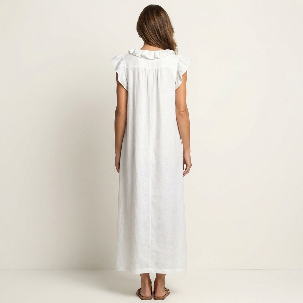 Doutzen Sleeveless Maxi Dress with Ruffle V-Neck