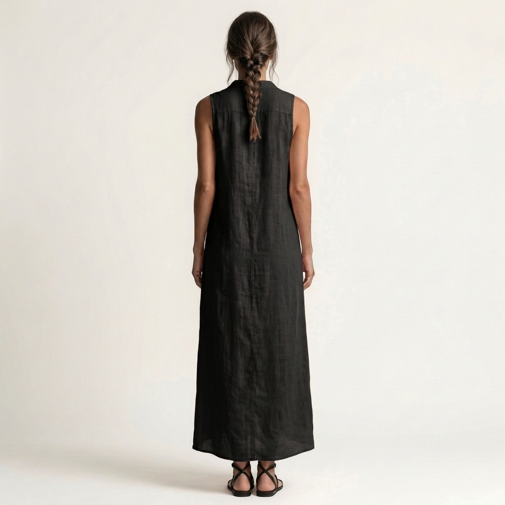 Riekje sleeveless button-down dress with hood
