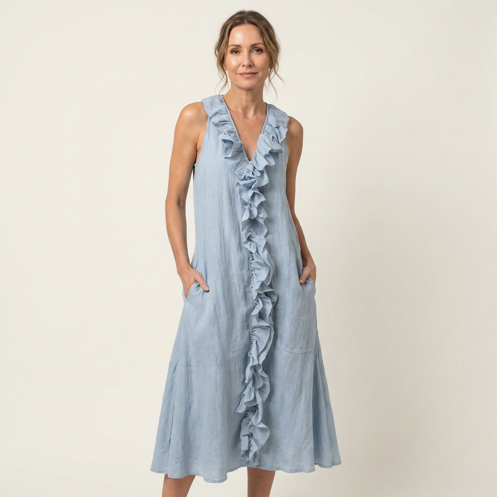 Hendrina sleeveless maxi dress with continuous ruffle
