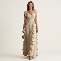 Josefine maxi dress with wrap and cascading ruffle