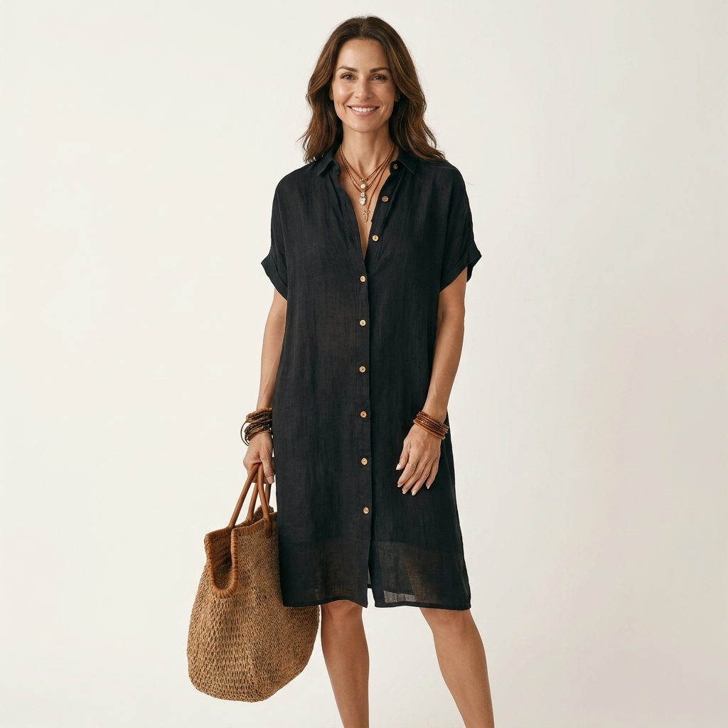 Hylkje midi blouse dress with rolled sleeves