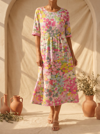 Leonor | Light and Flowing Floral Midi Dress