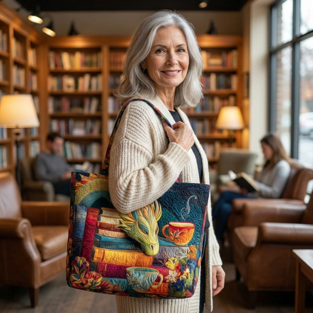 Artisan Bag - Dragon Reader with Books and Mugs
