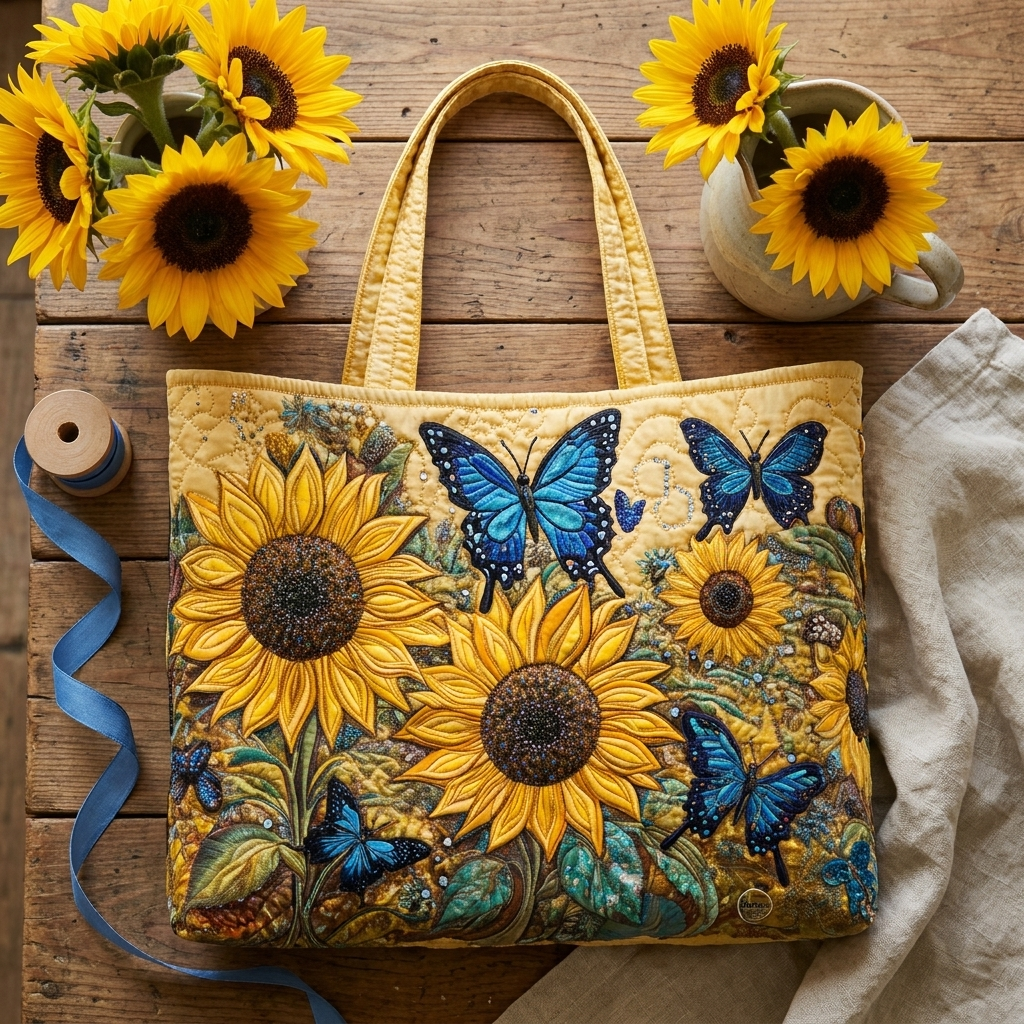 Artisan Bag - Sunflowers and Blue Butterflies