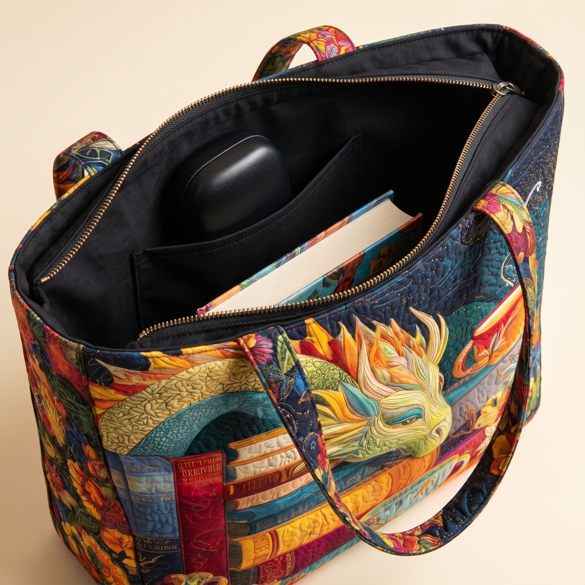 Artisan Bag - Dragon Reader with Books and Mugs