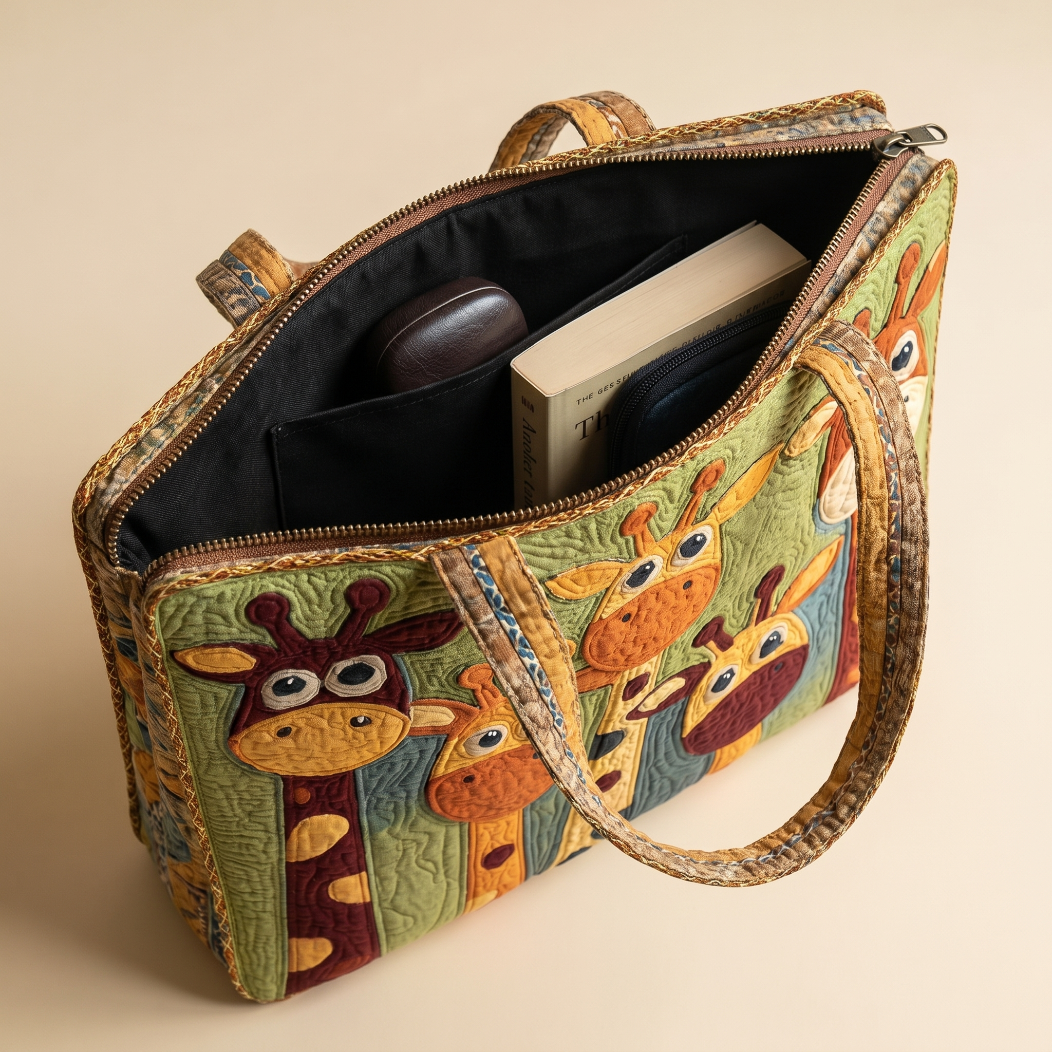 Quilted Tote Bag - Giraffe
