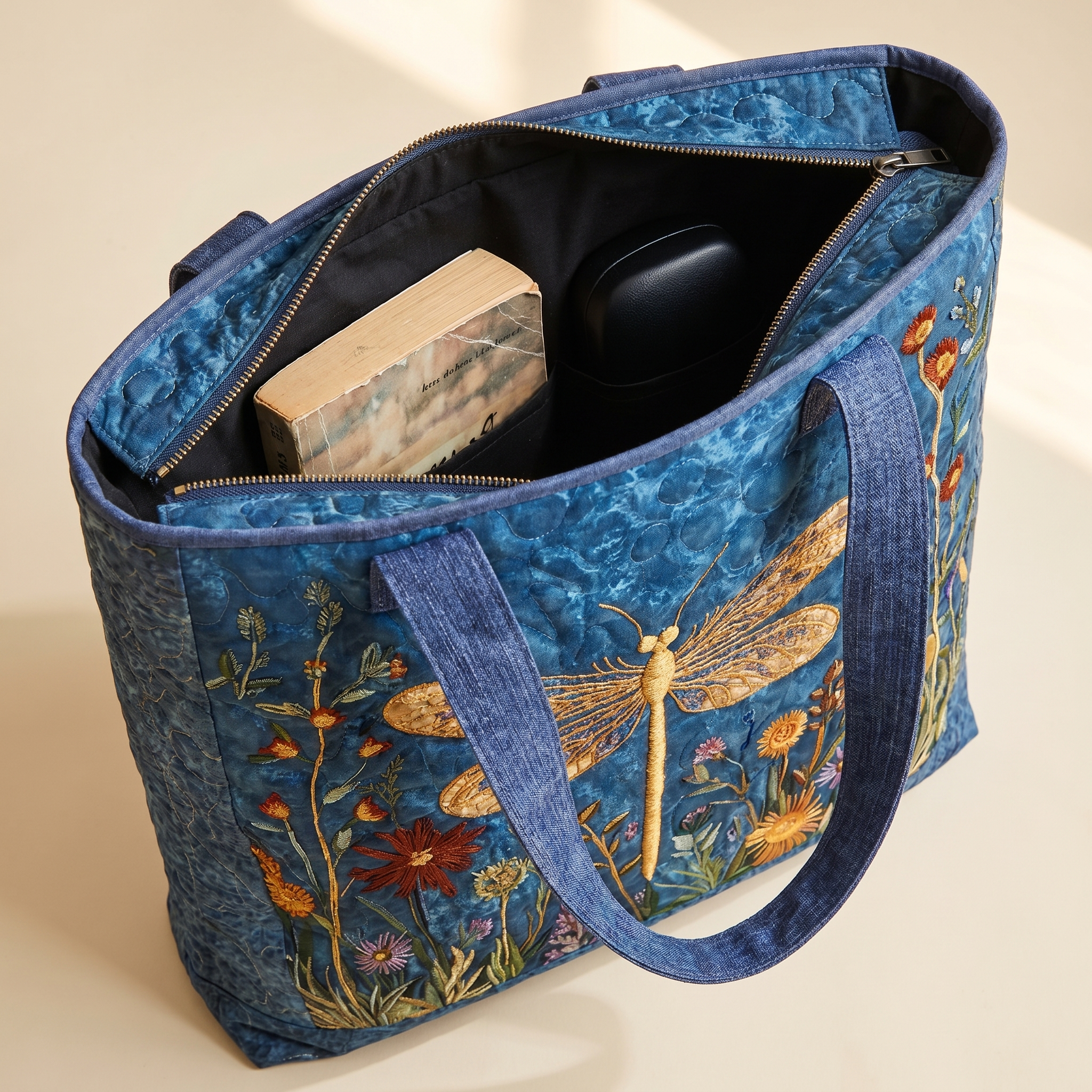 Quilted Bag - Golden Dragonfly