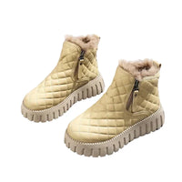 Women’s Quilted Lined Ankle Boots – Warm Side-Zip Platform Style for Casual Autumn Winter and Outdoor Everyday Wear