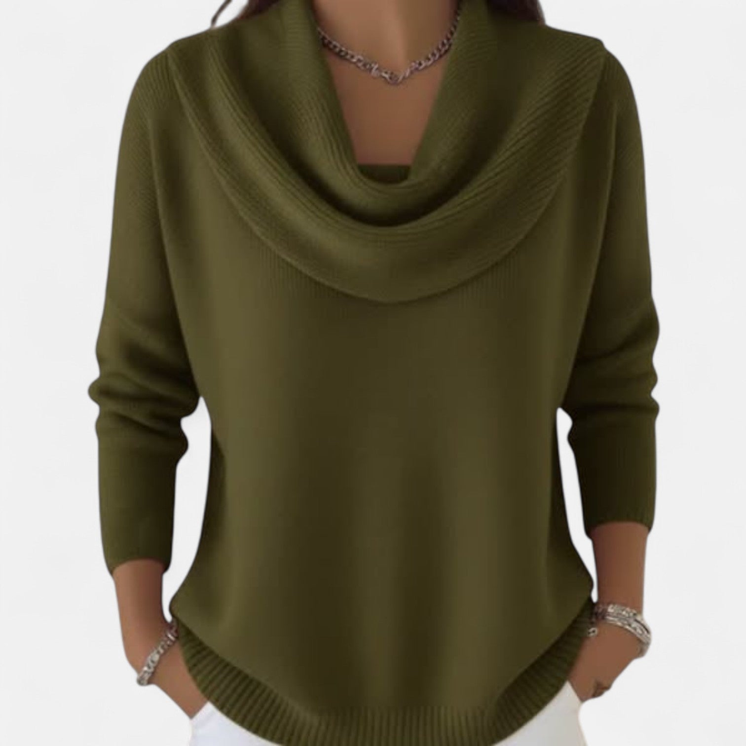 Wool-Blend Cowl-Neck Sweater