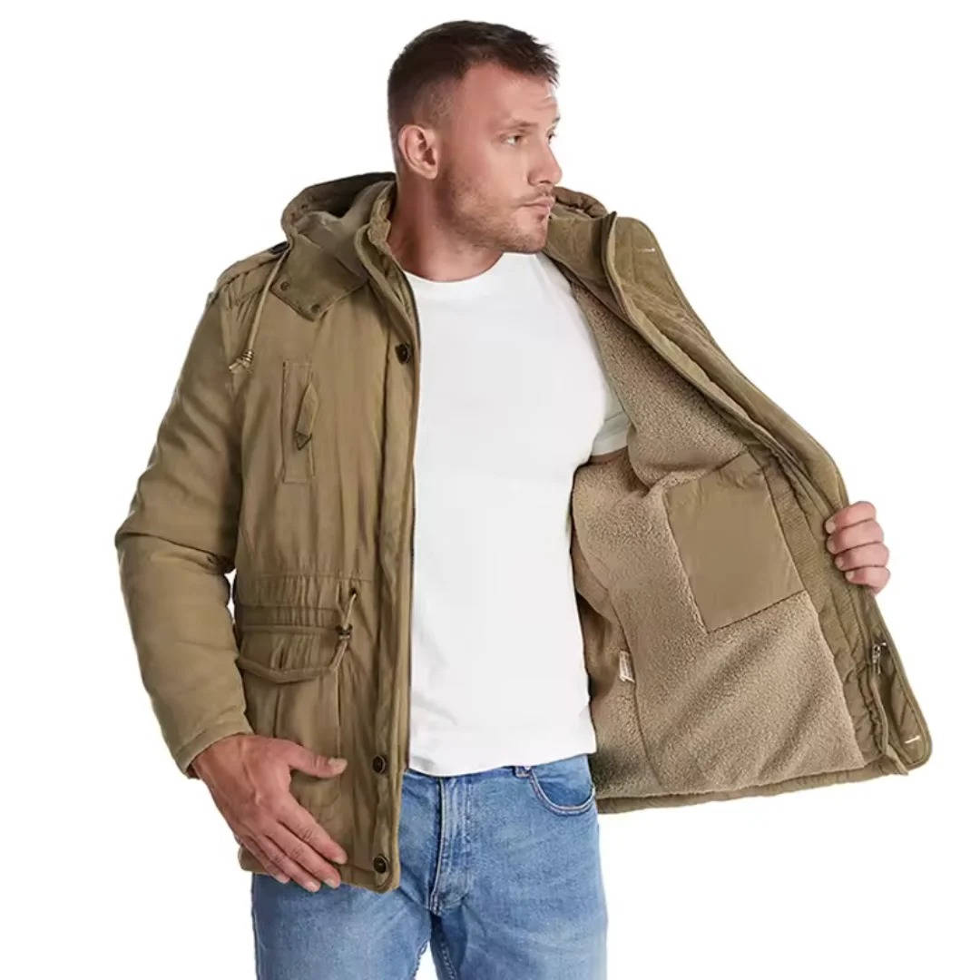Mens Insulated Parka with Sherpa Lining and Dual Closure System