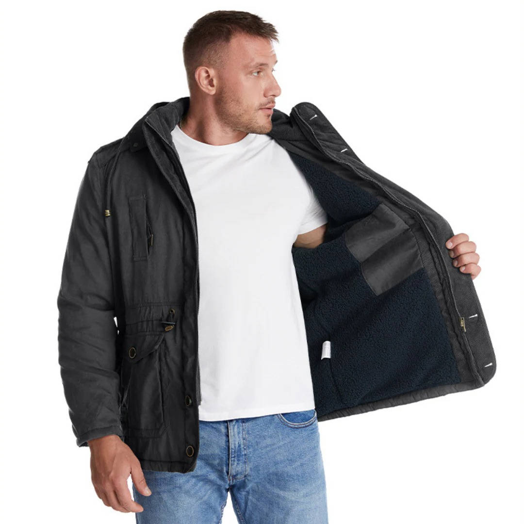 Mens Insulated Parka with Sherpa Lining and Dual Closure System