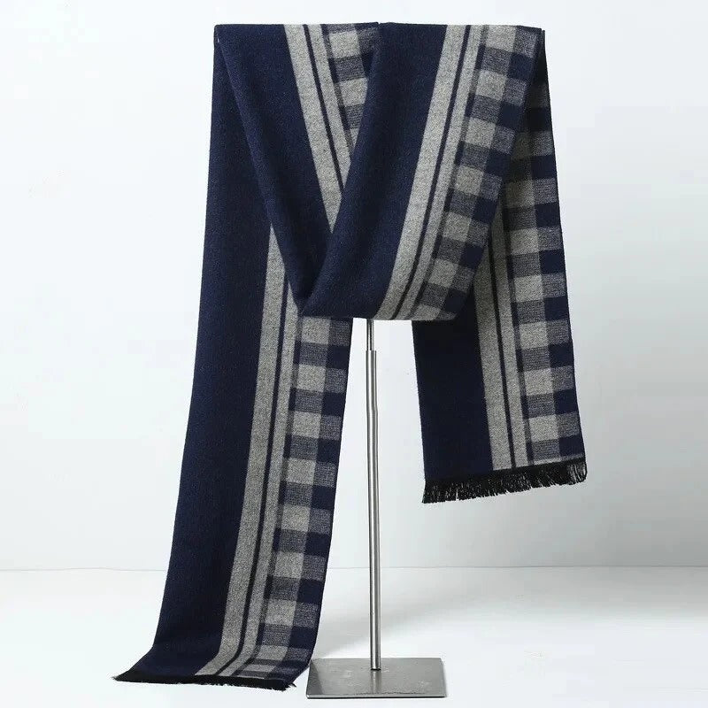 Men’s Plaid Knitted Scarf – Soft Winter Neck Wrap with Check Pattern for Cold-Weather Wear