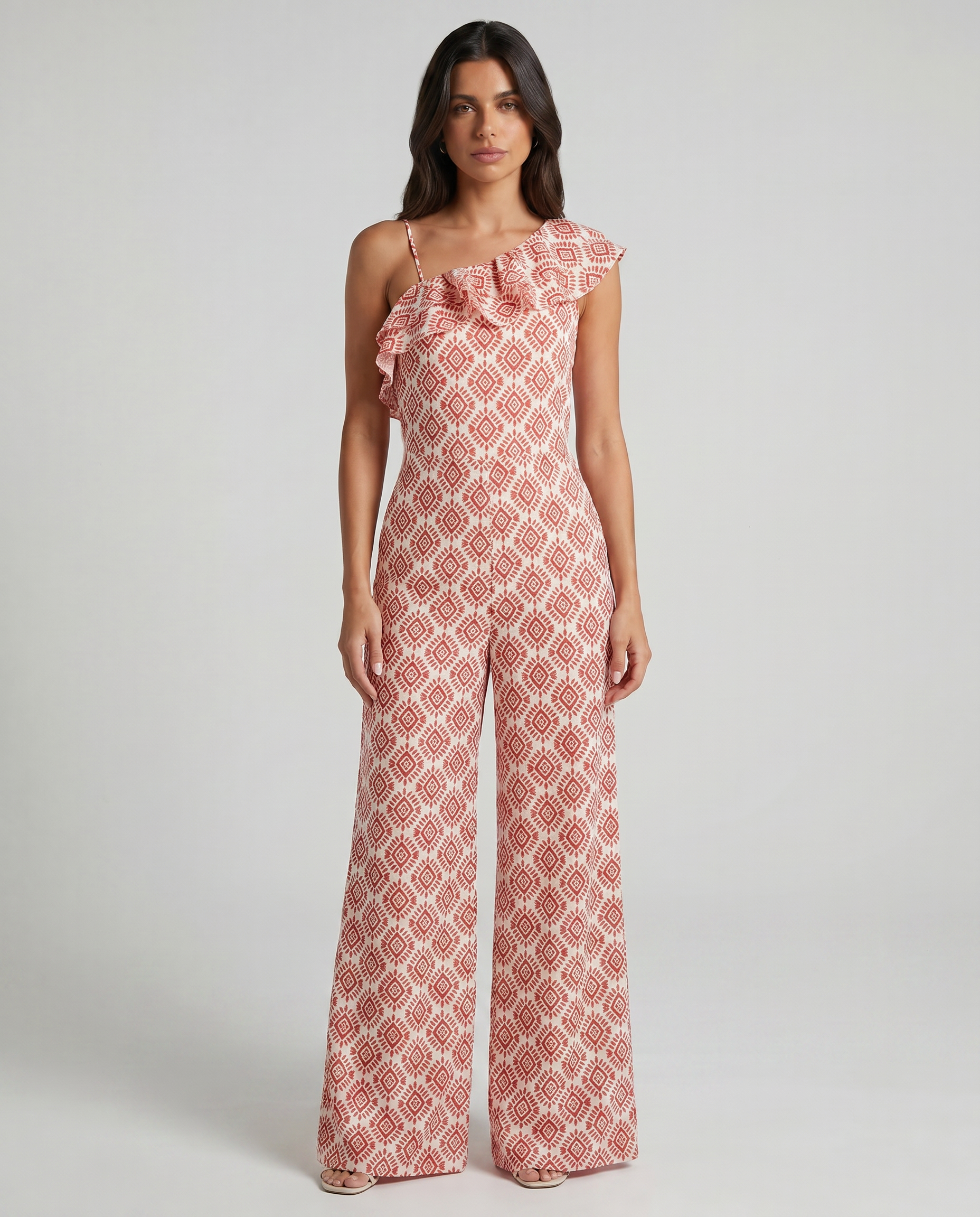 Olivia | One-Shoulder Geometric Print Jumpsuit