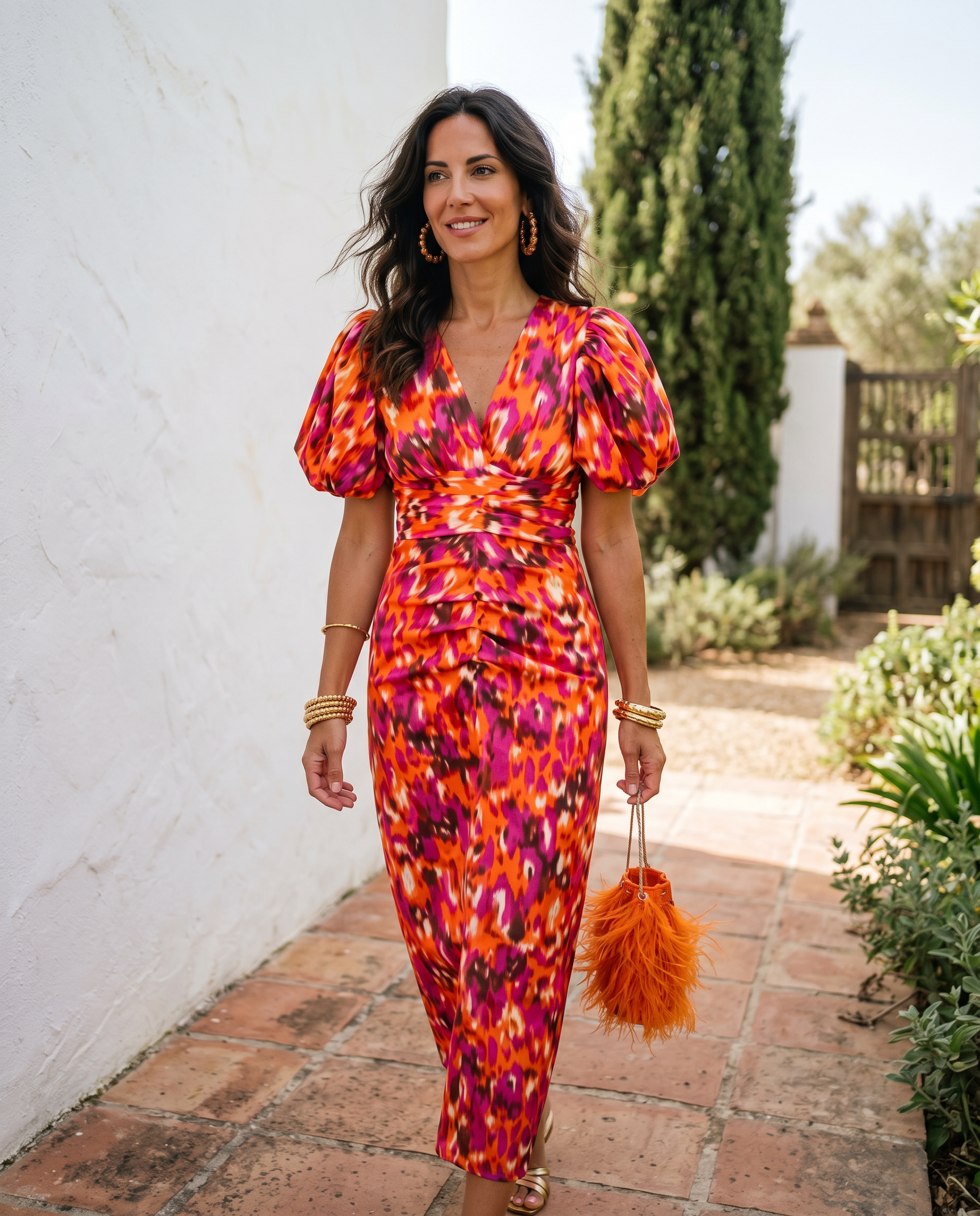 Madison | Puff-Sleeve Midi Dress