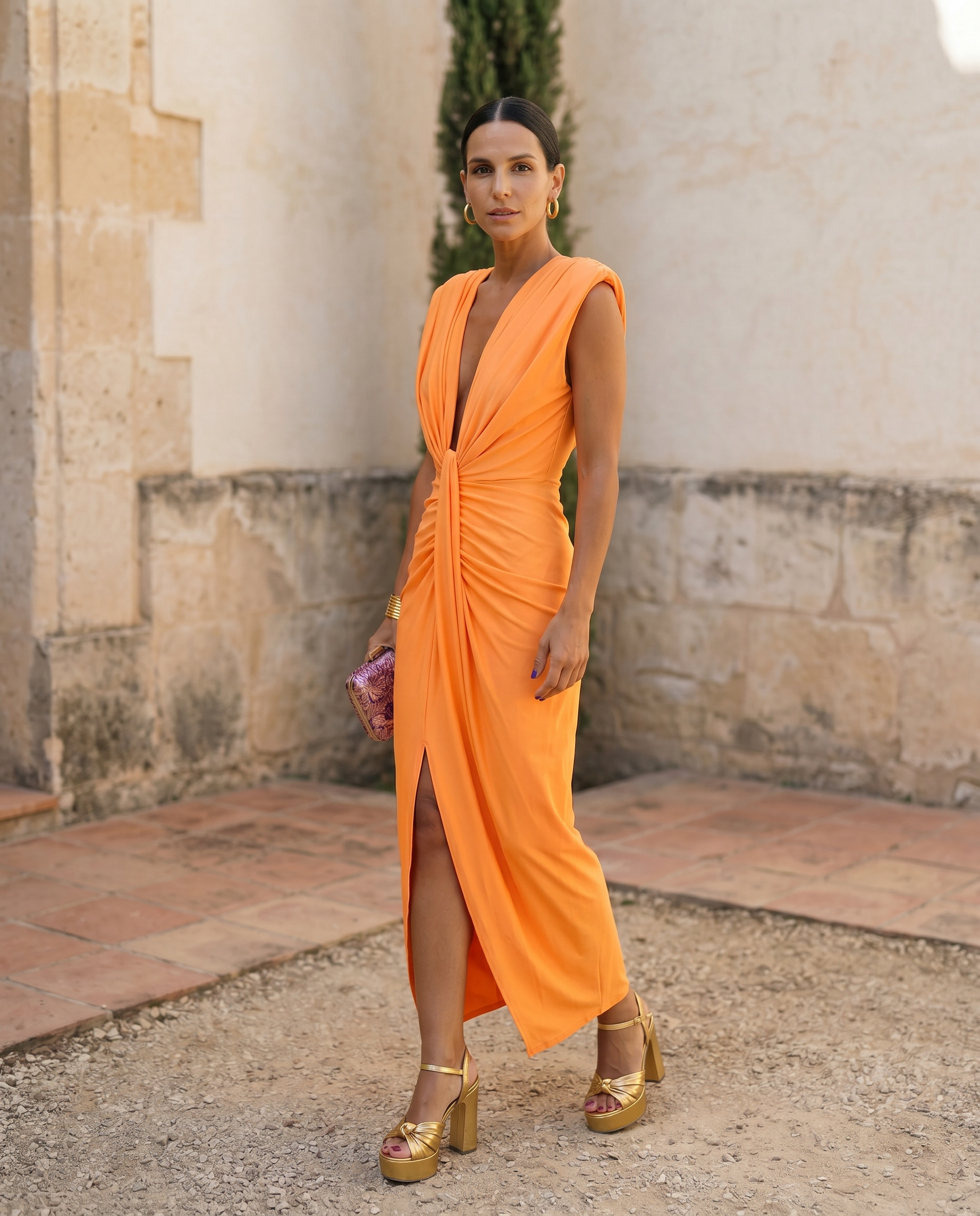 Harper | Draped Dress with Front Slit