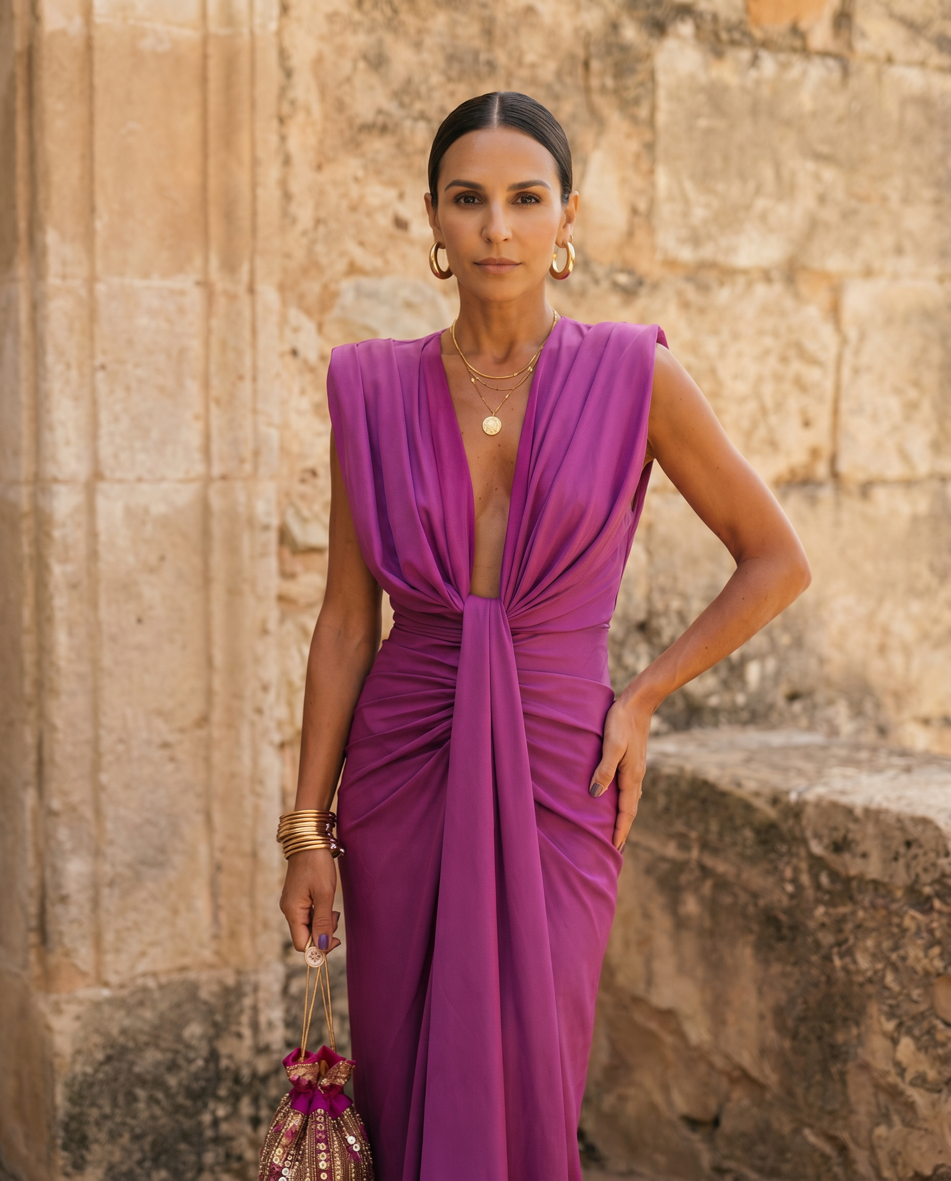 Harper | Draped Dress with Front Slit
