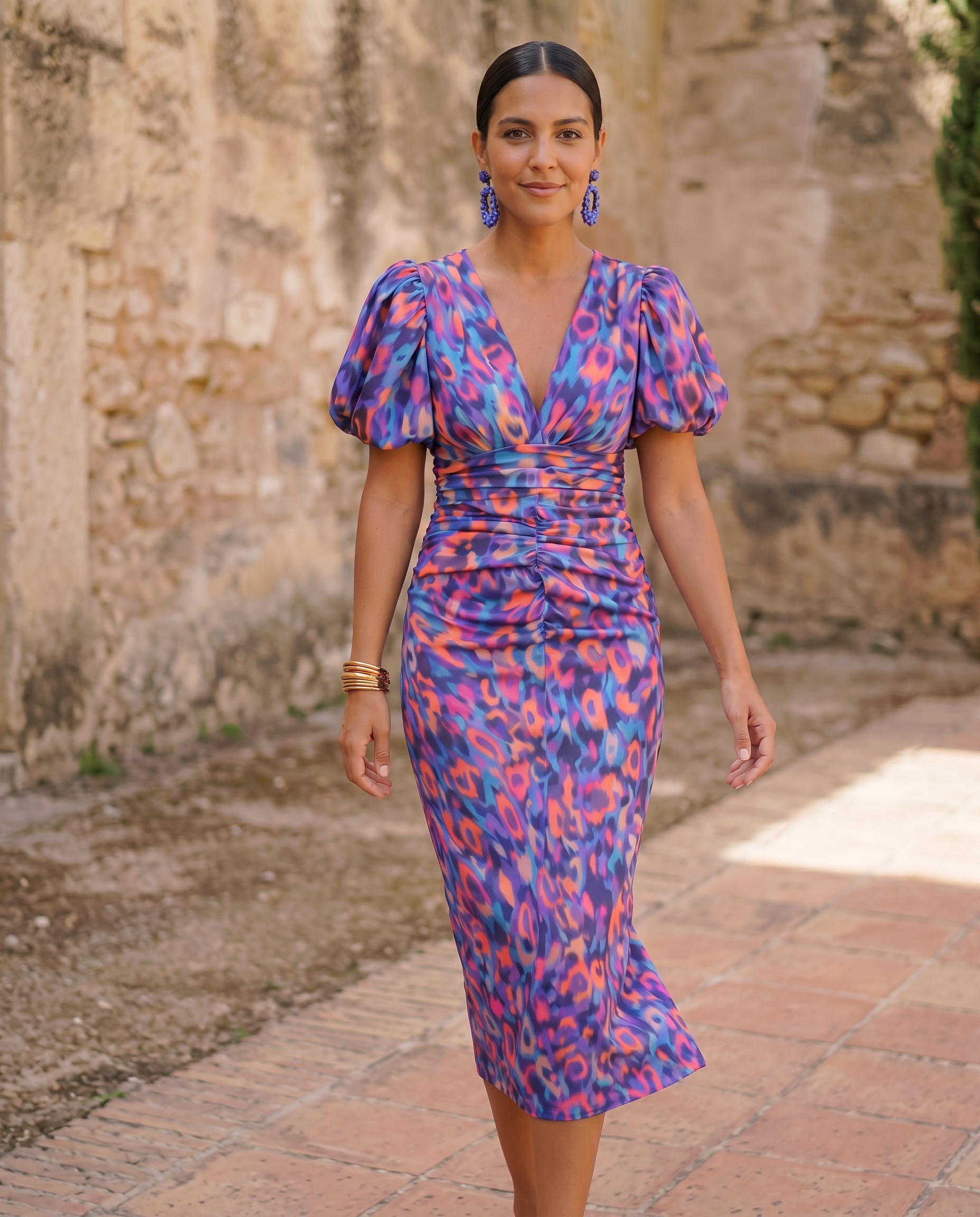 Madison | Puff-Sleeve Midi Dress