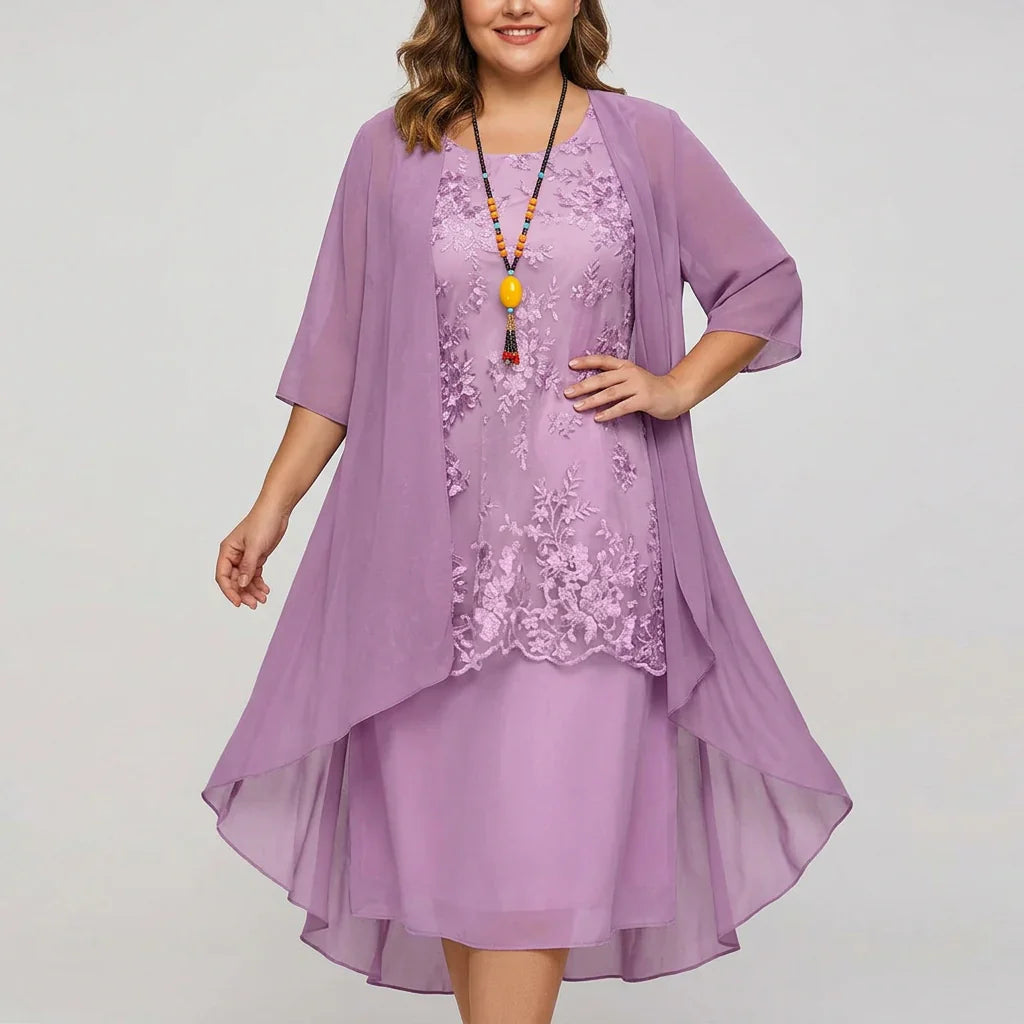 Naomi | Two-Piece Floral Dress with Sheer Overlay
