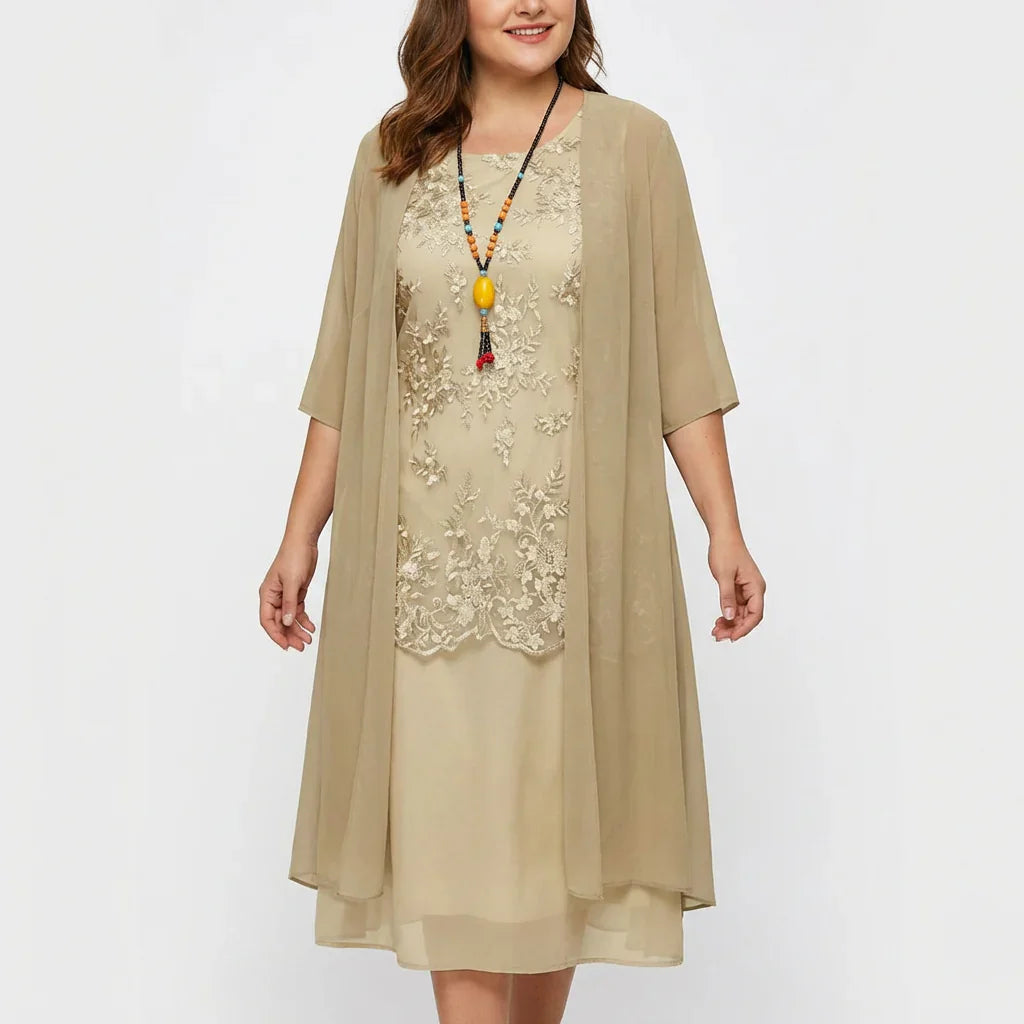 Naomi | Two-Piece Floral Dress with Sheer Overlay
