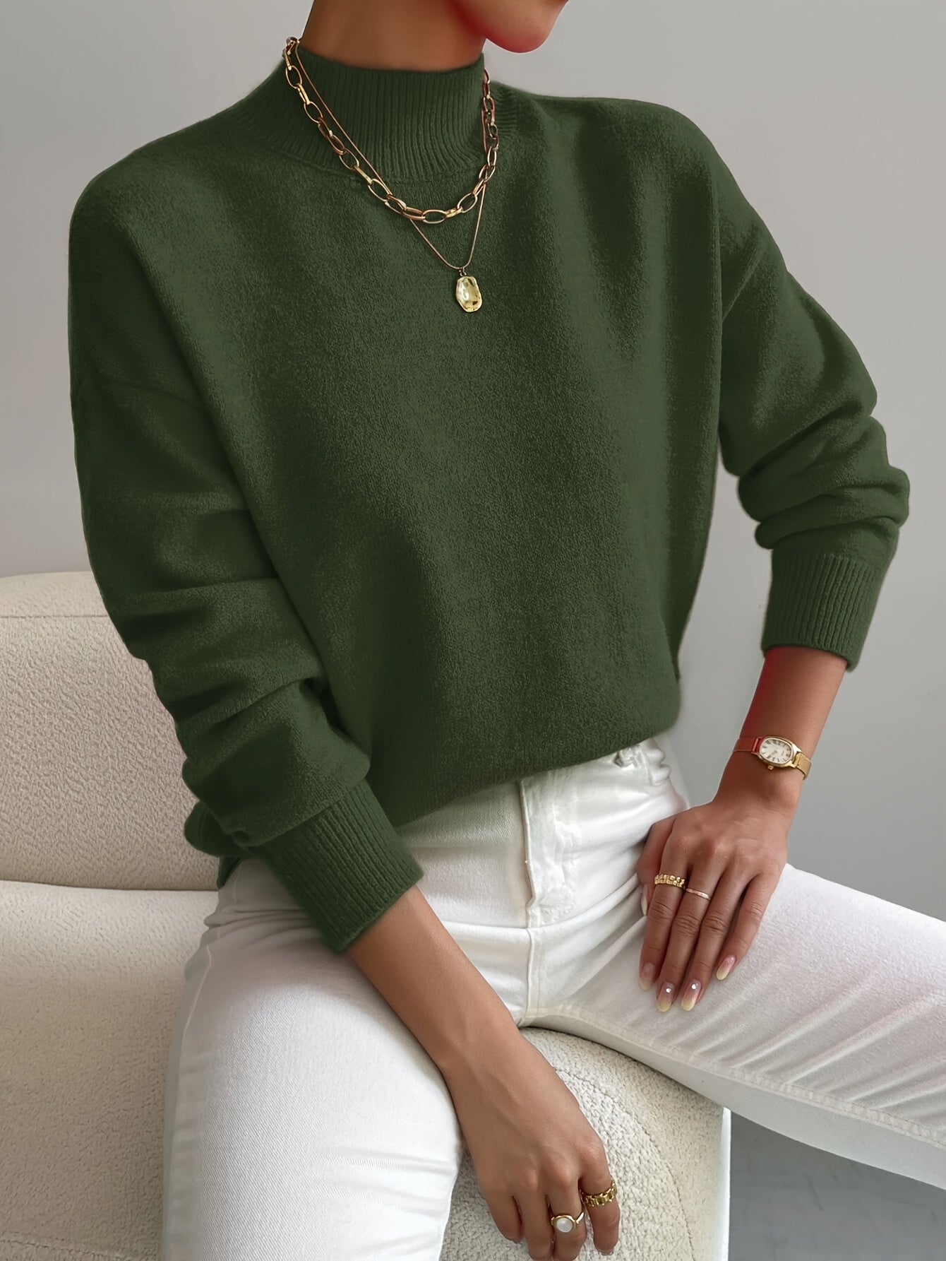 Harper | Crewneck Long-Sleeve Sweater with Ribbed Trim