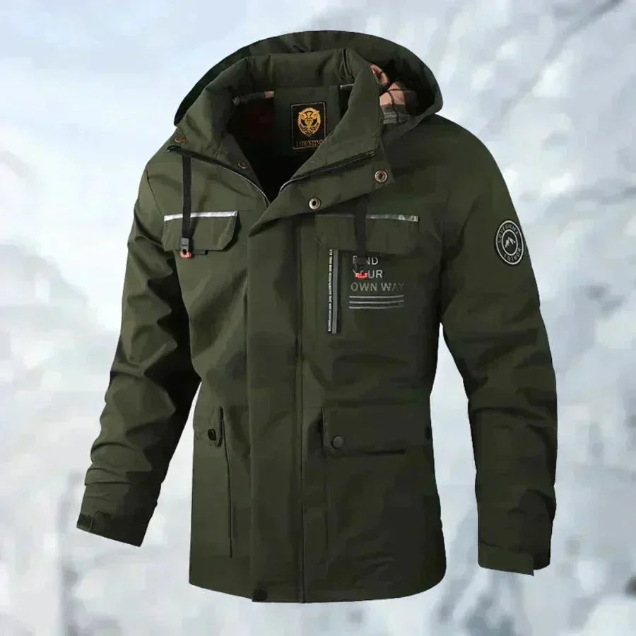 Waterdichte winterparka met capuchon voor heren – geïsoleerde utility-laag met meerdere zakken voor koud weer