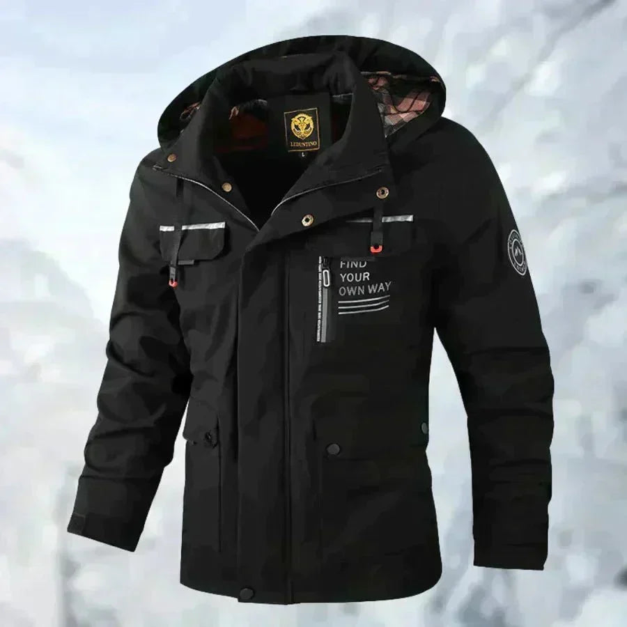 Waterdichte winterparka met capuchon voor heren – geïsoleerde utility-laag met meerdere zakken voor koud weer