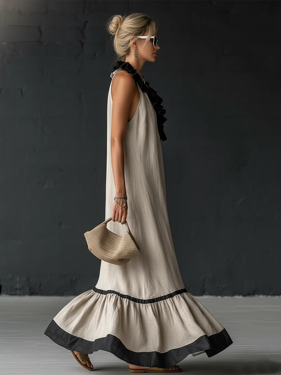 Elegant Long Dress with Ruffles
