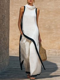 Marisol | Sleeveless Top & Wide-Leg Pants Two-Piece Set, Polyester Blend