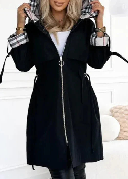 Zip-Front Knit Coat
