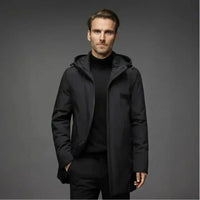 Geïsoleerde parka met capuchon voor heren – lange winterjas voor koude dagen in de stad