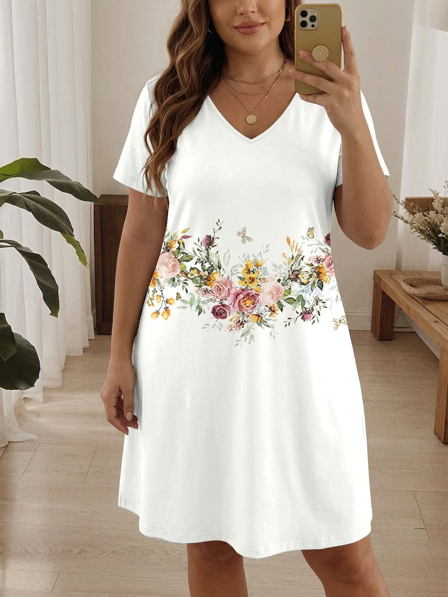 Harper | Printed Floral V-Neck Dress