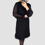 Gradient Sheer-Sleeve Evening Dress