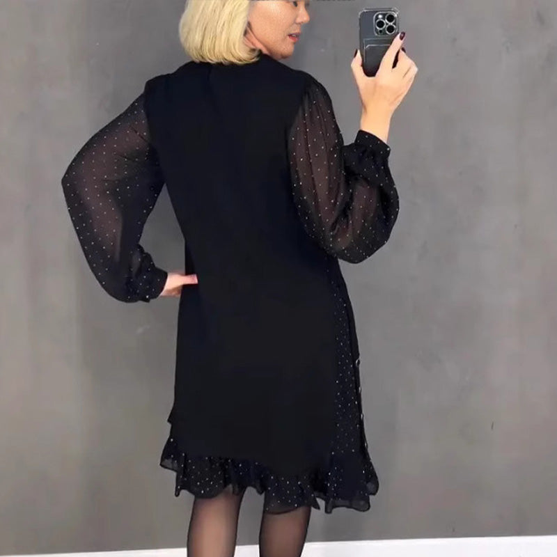 Gradient Sheer-Sleeve Evening Dress