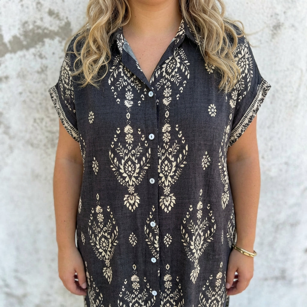 Jasmine | Printed A-Line Shirt Dress