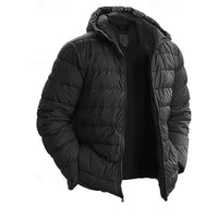 Hooded Quilted Puffer Jacket with Insulated Design and Full Zipper, Side Pockets
