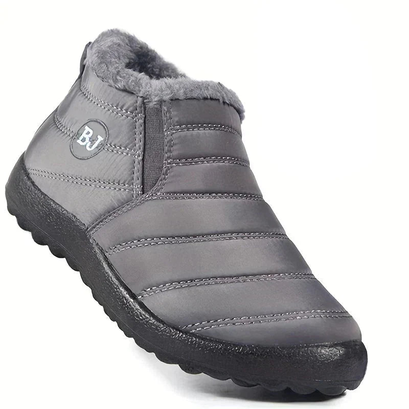 Women’s Fleece-Lined Slip-On Ankle Boots – Warm Padded Outdoor Style for Casual Autumn Winter and Everyday Walking Wear