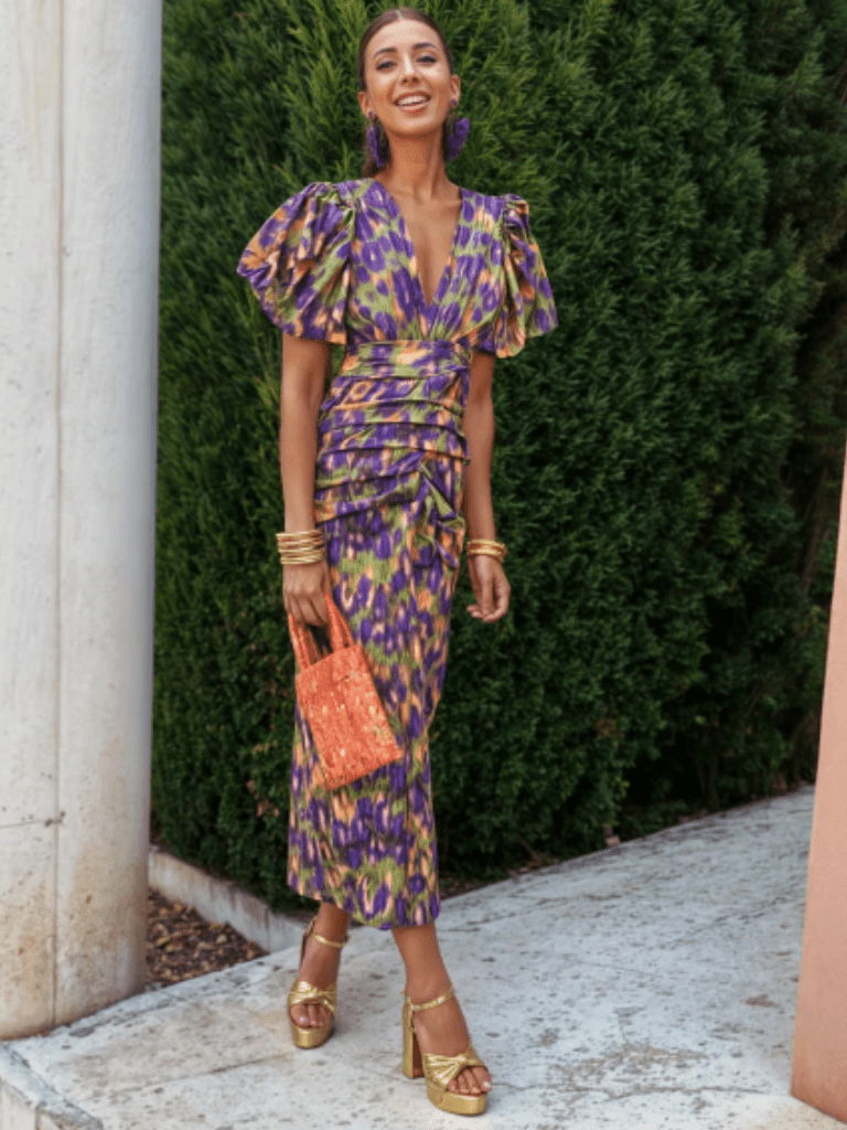 Ursula | Vibrant Pleated Midi Dress