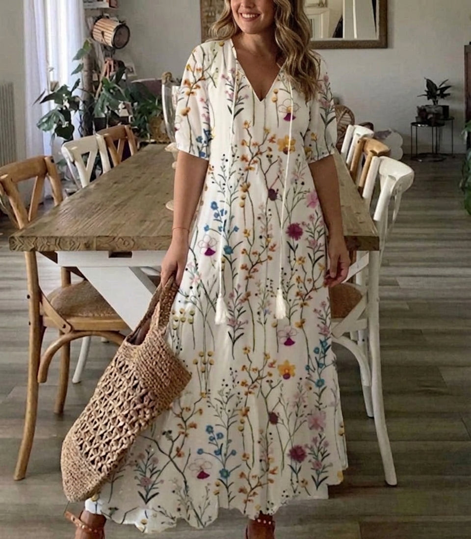 Marisol | Tummy-Coverage Boho Maxi Dress