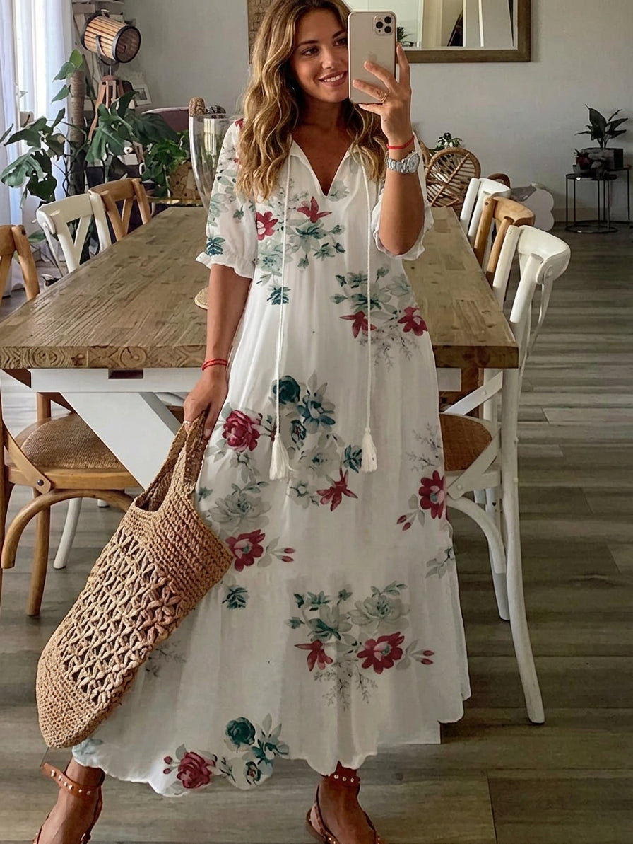 Marisol | Tummy-Coverage Boho Maxi Dress
