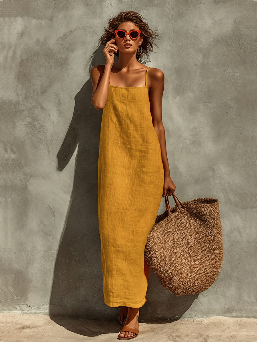 Amara | Cotton Maxi Dress, Square Neck